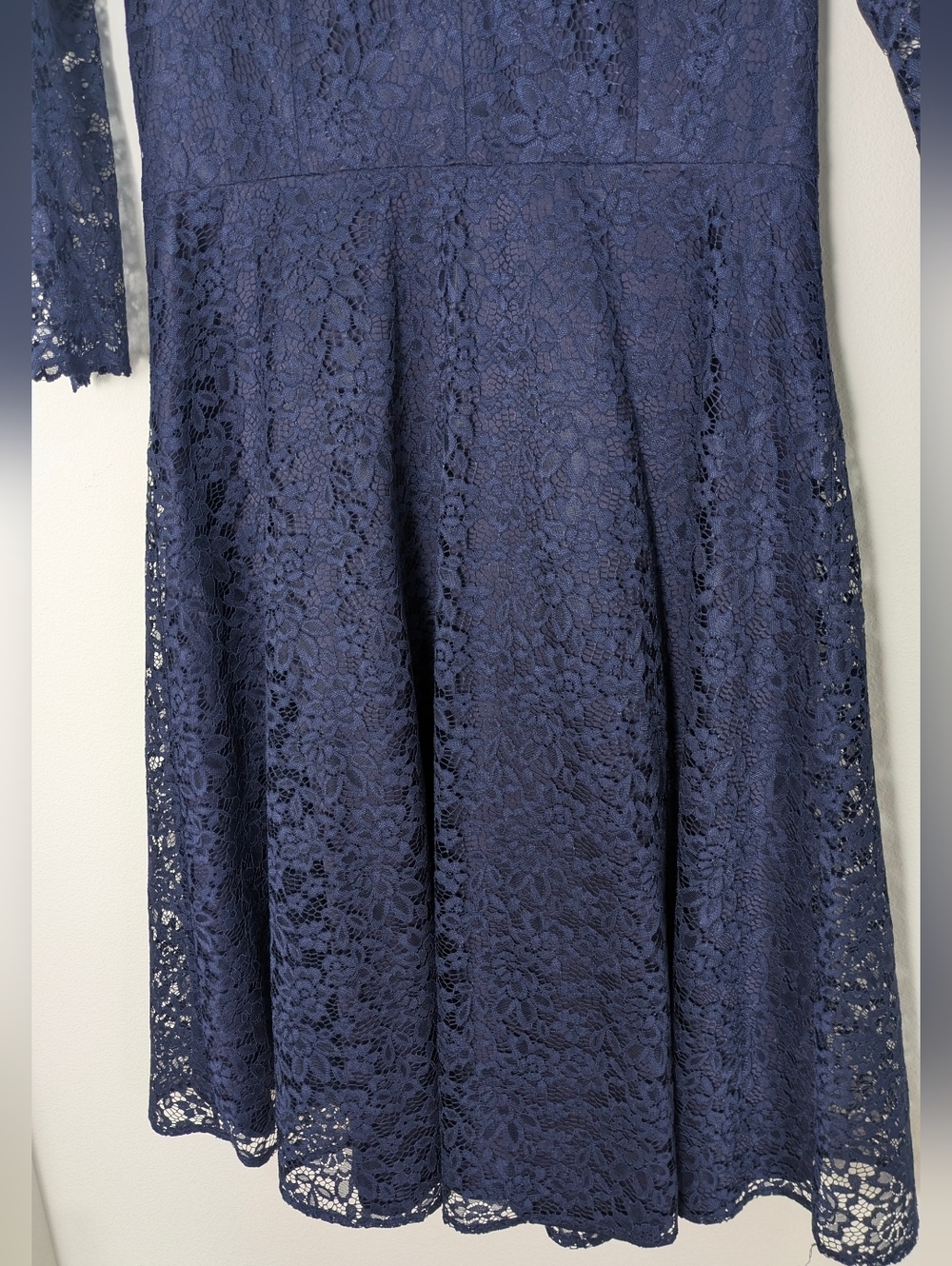 Harper Rose Navy Blue V-neck Lace Party Dress Half Sleeve Knee Length Sz 14 euc - Picture 4 of 11